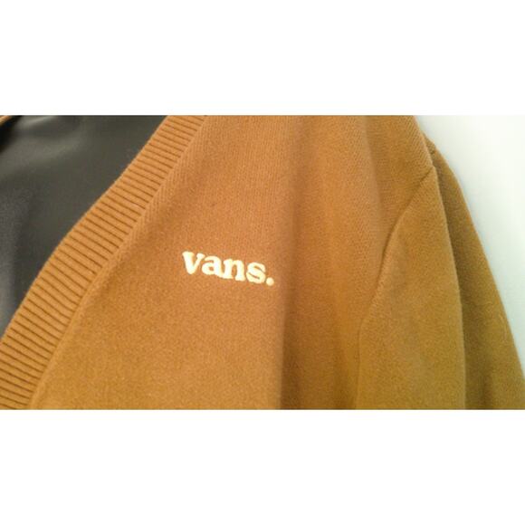 Vans Halecrest Men's XXL Casual Varsity Sweater Cardigan Brown - Picture 4 of 7